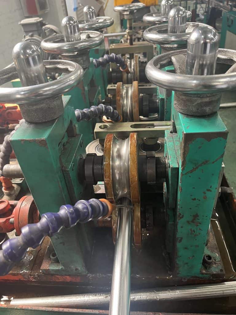 Forming stands on a welded stainless tube mill