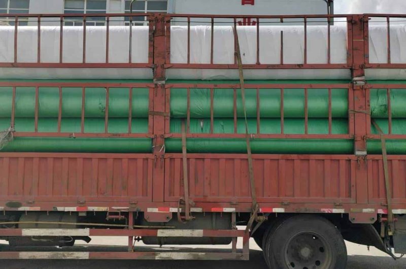 bundled stainless pipe forklift handling