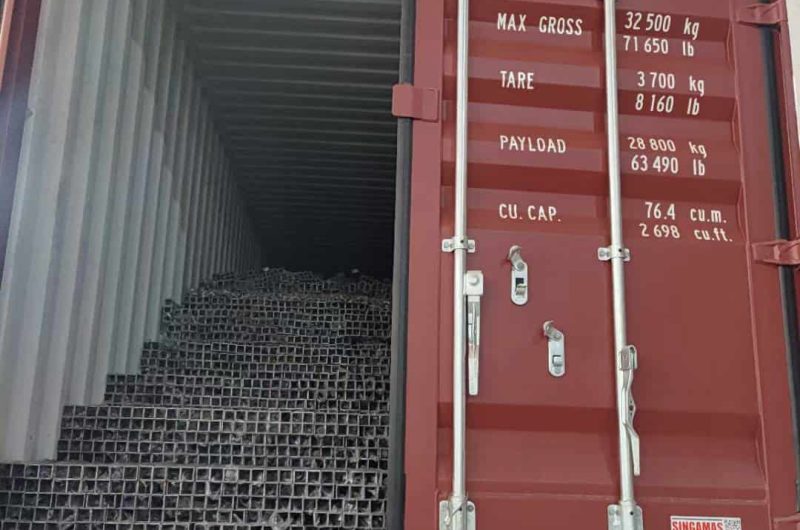 stainless tube in container