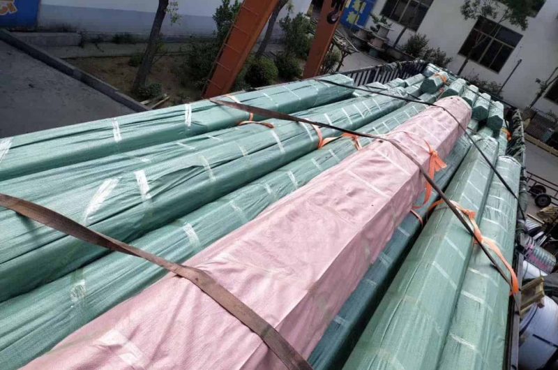 loaded stainless pipe waiting for dispatch