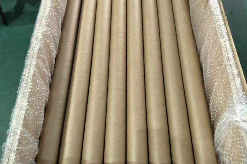 hexagonal packing of stainless steel tubes with plastic caps
